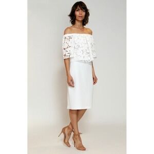 NWT Shoshanna‎ White Lace Off The Shoulder Midi Dress Size 8